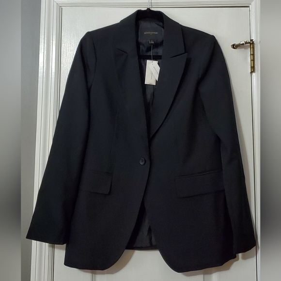 NWT Banana Republic Factory Black Sculpted Suit Blazer in Black Size 8 - Picture 4 of 7